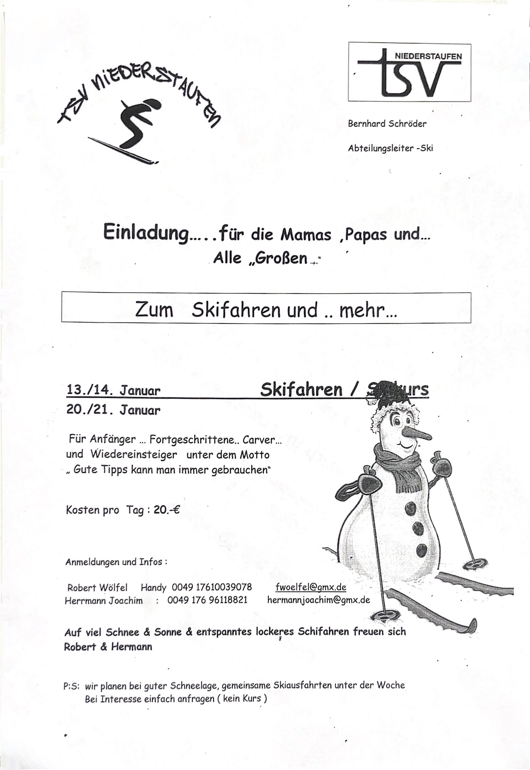 Flyer Skikurs Erwachsene 2024